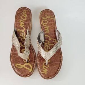 Sam Edelman Natural Romy Wedge Leather‎ Sandals